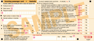 オーストラリア入国カード(英語版)