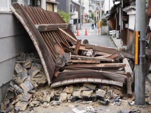 大阪北部地震・茨木市浄教寺薬医門倒壊