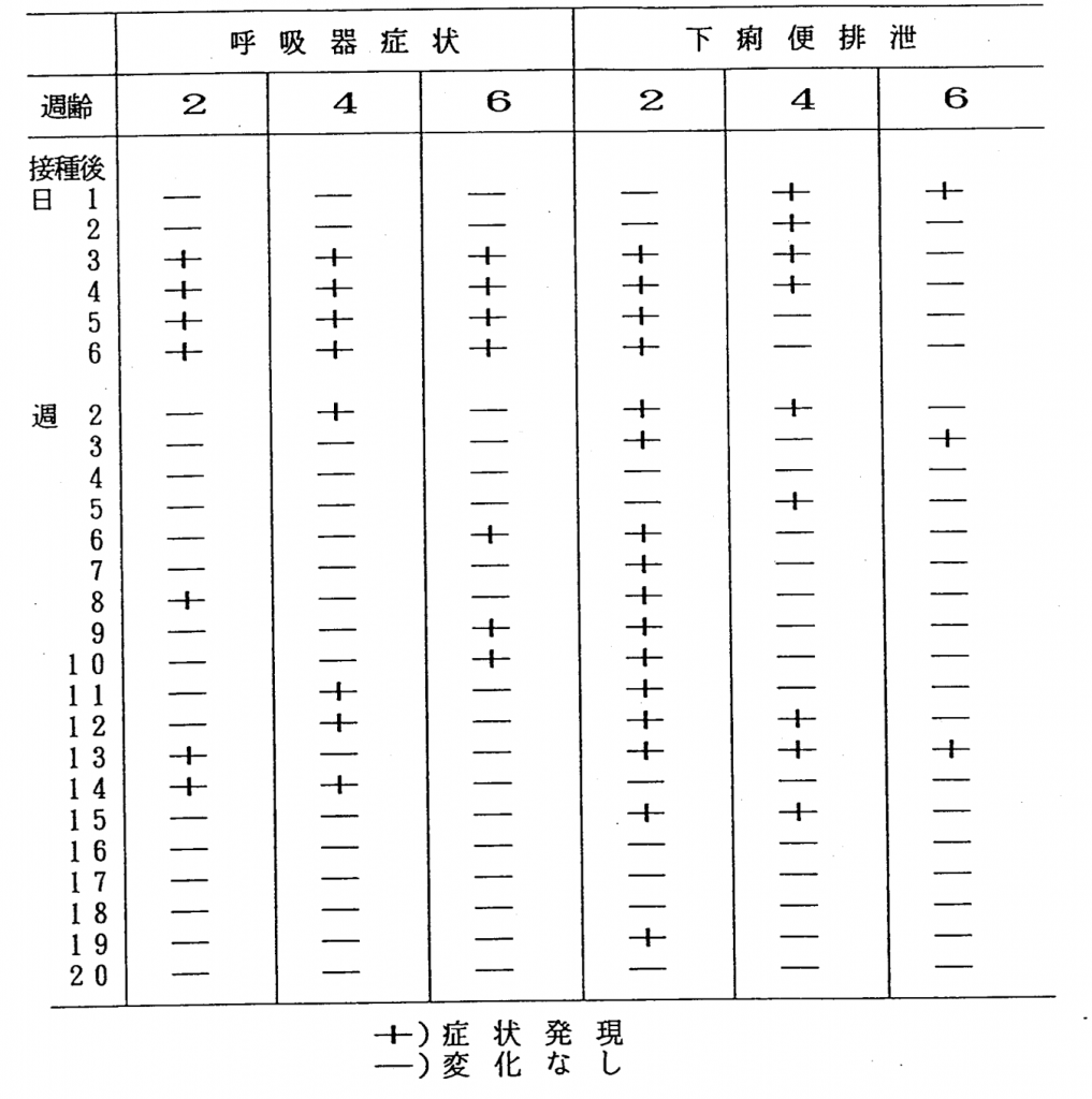 IBウィルスを接種したヒナの臨床症状