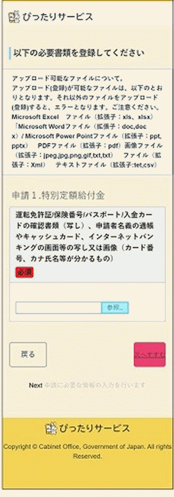 第二回目特別定額給付金オンライン申請サイト③