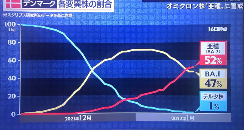 デンマークの”オミクロン株”感染状況