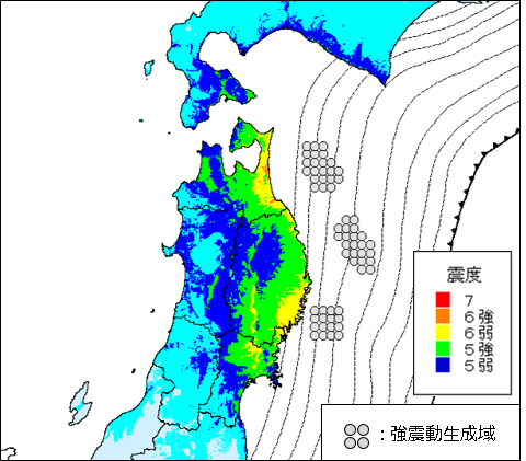 日本海溝モデル地震・震度分布