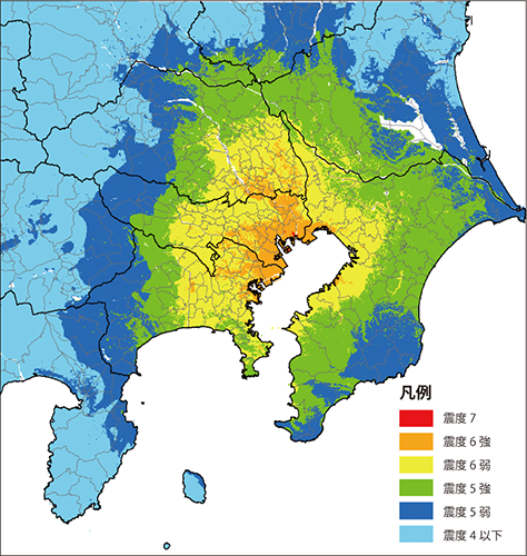 首都直下地震・震度分布