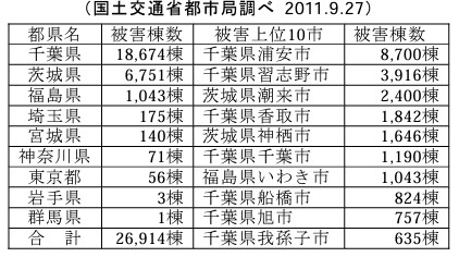 東日本大震災の液状化による家屋被害