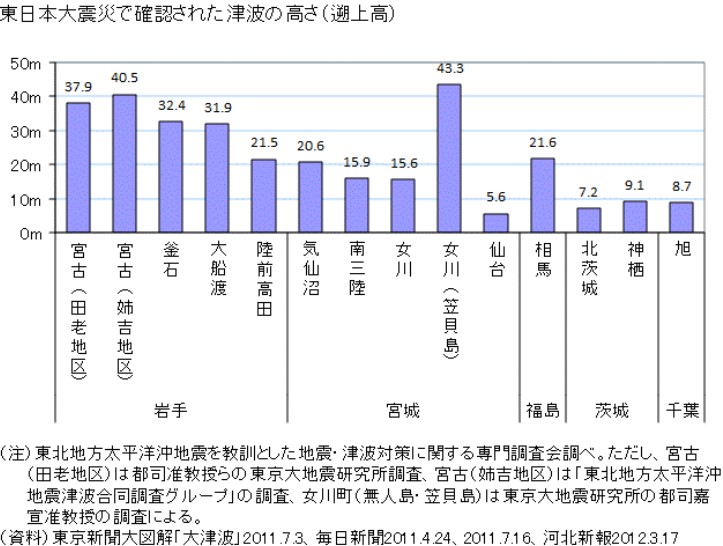 東日本大震災での遡上高