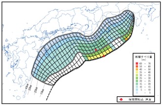  駿河湾～紀伊半島沖に「大すべり域 + (超大すべり域 2ヶ所のパターン」を設定：被害想定 